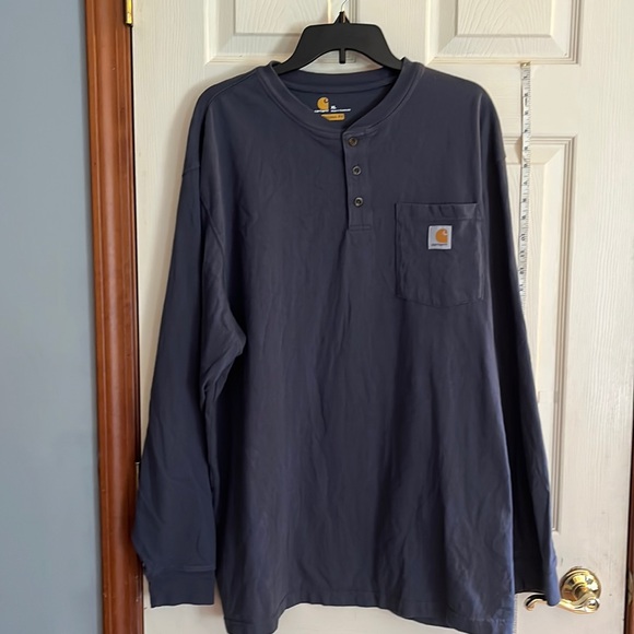 Carhartt Other - Carhartt-XL-blue-three button long sleeve ,front pocket, crewneck Henley shirt.